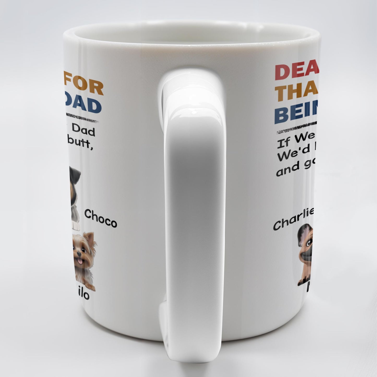 Dear Dad Thank You For Being Our Dad, Dogs Illustration - Personalized Custom Coffee Mug - DOG038_MG