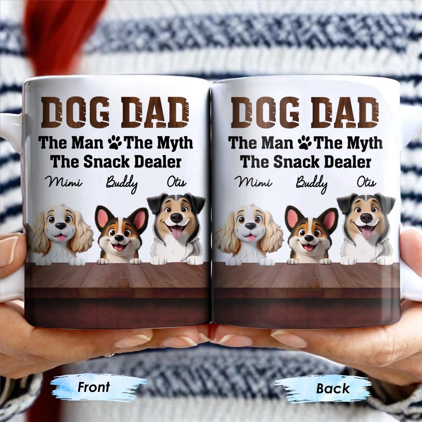 Dog Dad The Man The Myth The Snack Dealer, Dogs and Paw Prints - Personalized Custom Coffee Mug - DOG047_MG