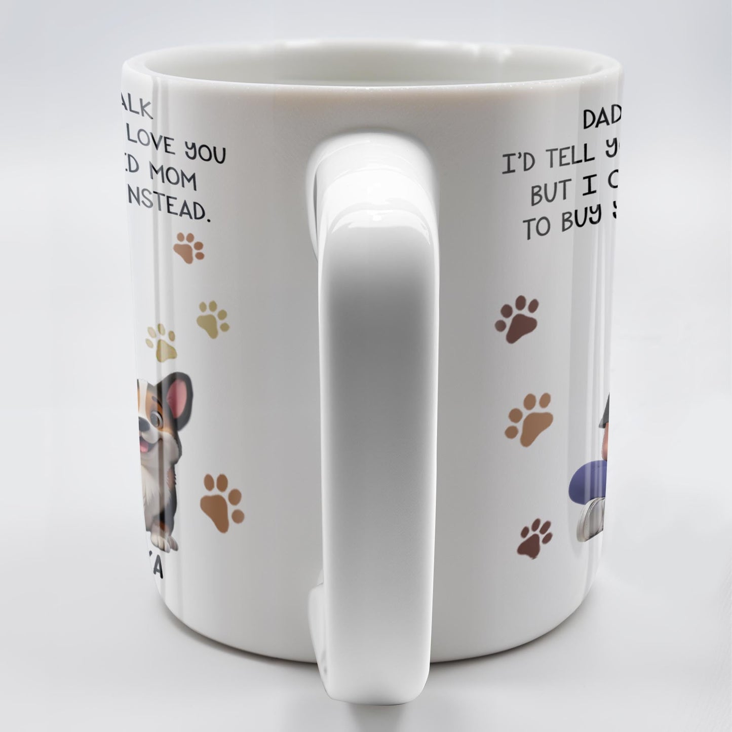 Dad If I Could Talk Love You Much Mug With Paws And Cartoon Figures - Personalized Custom Coffee Mug - DOG048_MG
