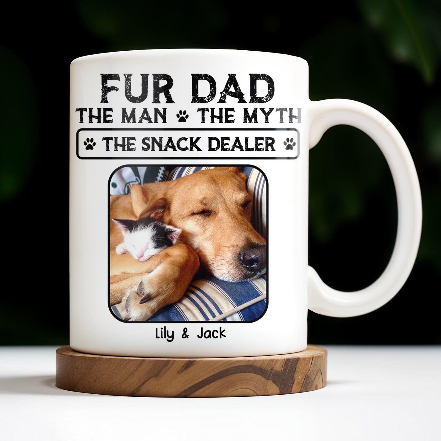 Fur Dad The Man The Myth The Snack Dealer - Personalized Custom Coffee Mug - DOG049_MG