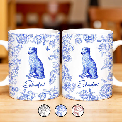 Personalized Blue Floral Dog Design - Personalized Custom Coffee Mug - DOG050_MG
