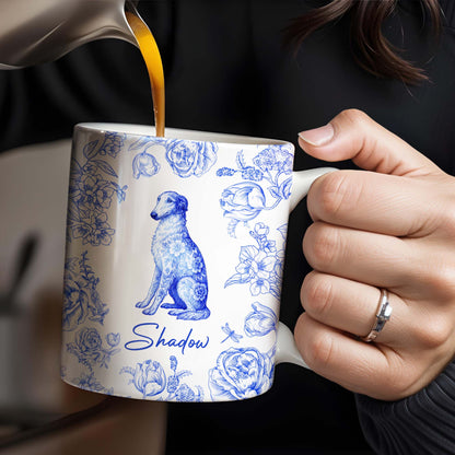Personalized Blue Floral Dog Design - Personalized Custom Coffee Mug - DOG050_MG