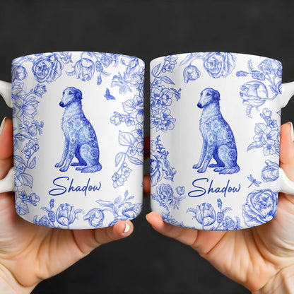 Personalized Blue Floral Dog Design - Personalized Custom Coffee Mug - DOG050_MG