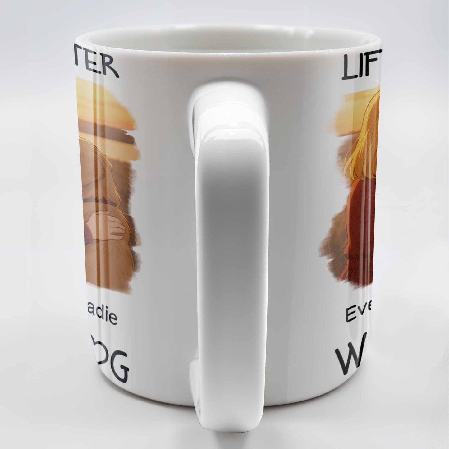 Life Is Better With My Dog Featuring Girl and Dog - Personalized Custom Coffee Mug - DOG054_MG