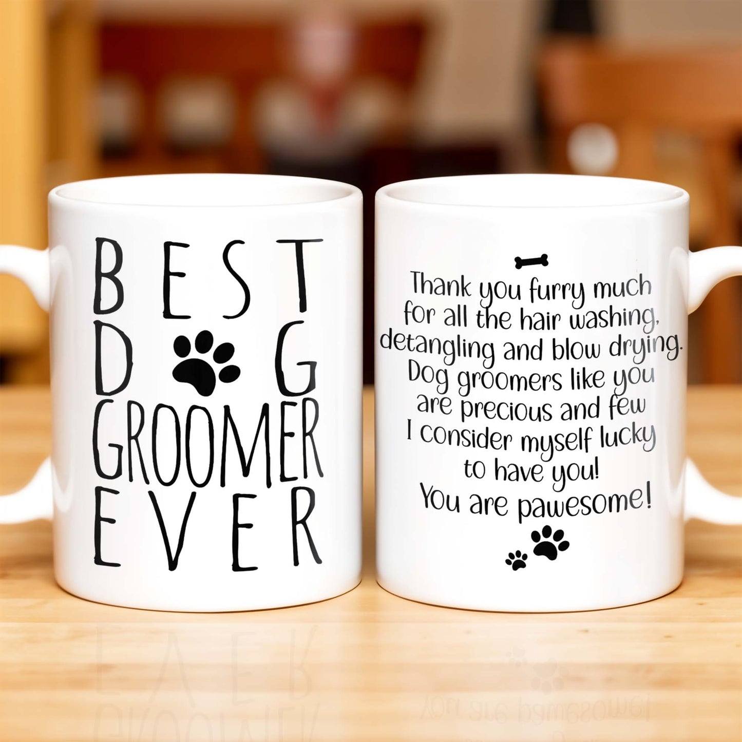Thank You Furry Much, Precious Dog Groomers, Bone And Paw Prints - Personalized Custom Coffee Mug - DOG069_MG