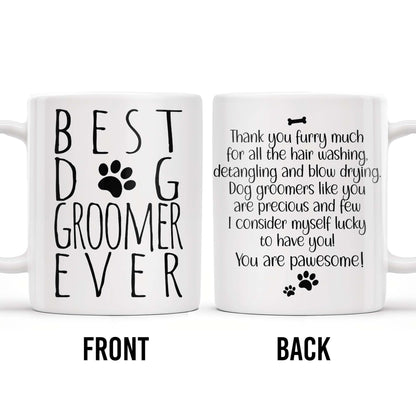 Thank You Furry Much, Precious Dog Groomers, Bone And Paw Prints - Personalized Custom Coffee Mug - DOG069_MG