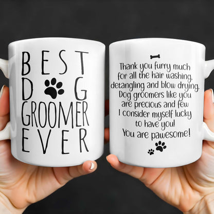 Thank You Furry Much, Precious Dog Groomers, Bone And Paw Prints - Personalized Custom Coffee Mug - DOG069_MG