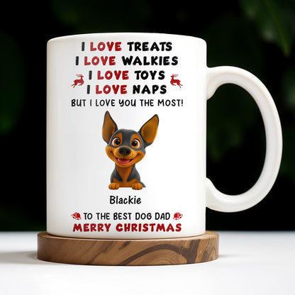 I Love Treats I Love Walkies I Love Toys I Love Naps Merry Christmas - Personalized Custom Coffee Mug - DOG073_MG