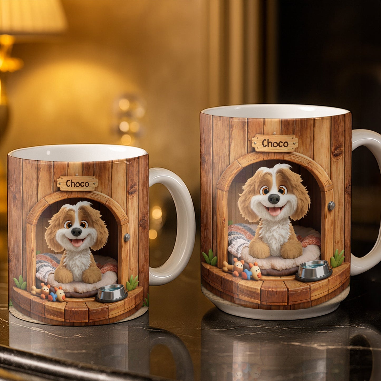 Choco, Cute Dog In A Cozy Dog House - Personalized Custom Coffee Mug - DOG135_MG