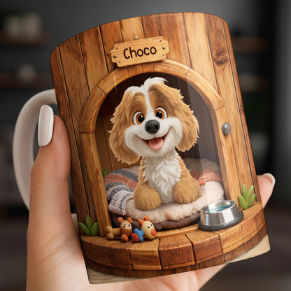 Choco, Cute Dog In A Cozy Dog House - Personalized Custom Coffee Mug - DOG135_MG
