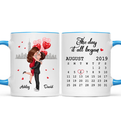 Hugging Couple Together Since Anniversary Date Personalized Mug