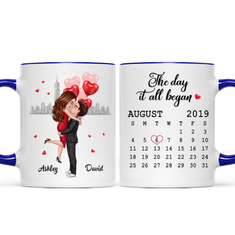 Hugging Couple Together Since Anniversary Date Personalized Mug