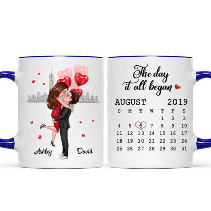 Hugging Couple Together Since Anniversary Date Personalized Mug