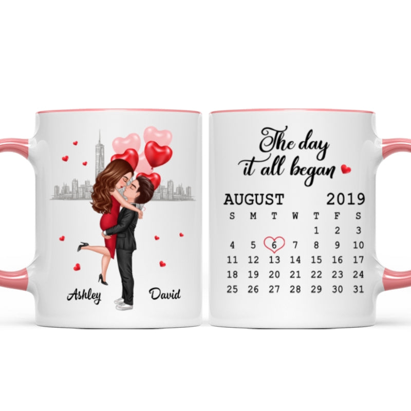Hugging Couple Together Since Anniversary Date Personalized Mug