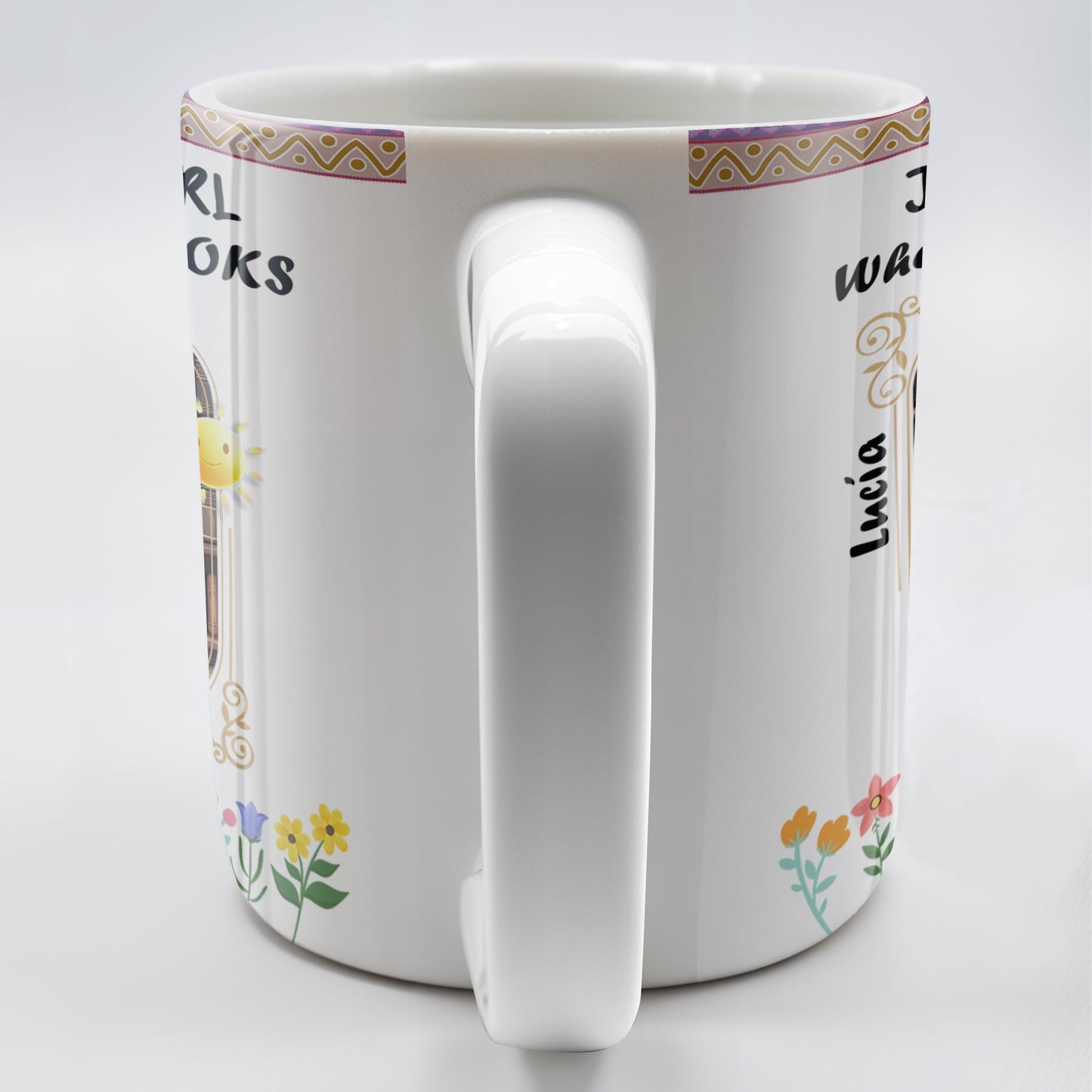 Just A Girl Who Loves Books With Flowers And Happy Sun Design - Personalized Custom Coffee Mug - DTG013_MG