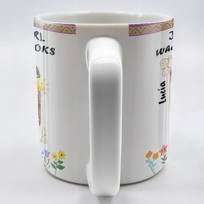 Just A Girl Who Loves Books With Flowers And Happy Sun Design - Personalized Custom Coffee Mug - DTG013_MG