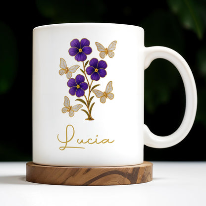 Enjoy The Delicate Beauty Birth Flowers And Butterflies - Personalized Custom Coffee Mug - DTG032_MG