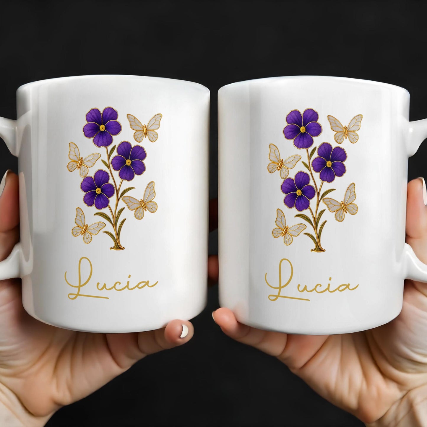 Enjoy The Delicate Beauty Birth Flowers And Butterflies - Personalized Custom Coffee Mug - DTG032_MG