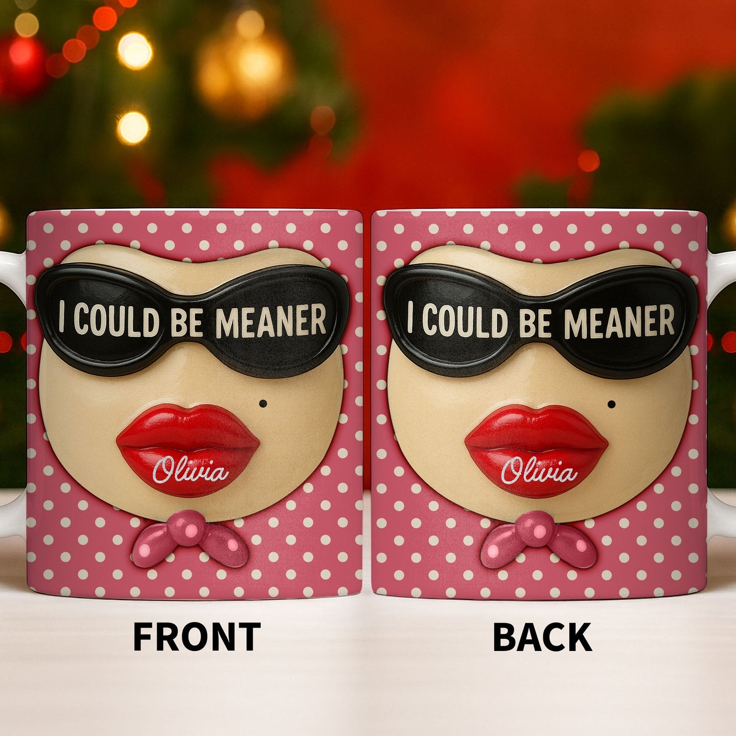 I Could Be Meaner, Lips and Sunglasses - Personalized Custom Coffee Mug - DTG067_MG