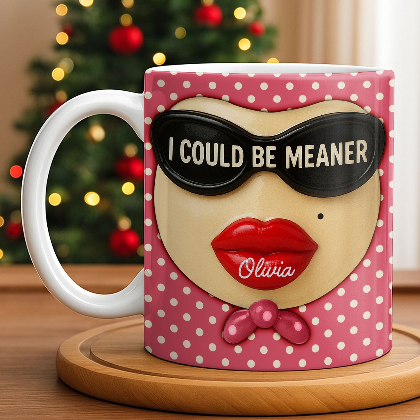 I Could Be Meaner, Lips and Sunglasses - Personalized Custom Coffee Mug - DTG067_MG