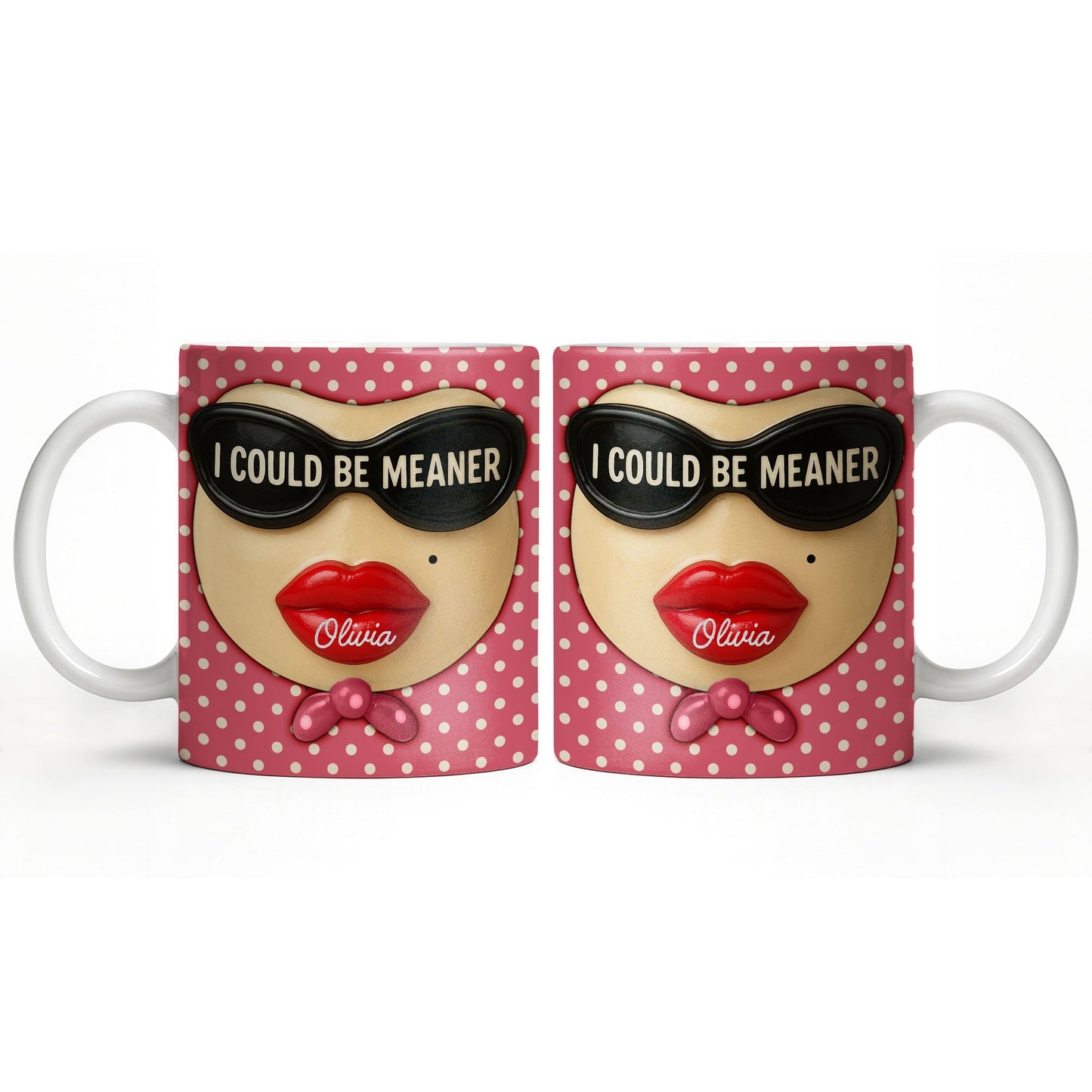 I Could Be Meaner, Lips and Sunglasses - Personalized Custom Coffee Mug - DTG067_MG