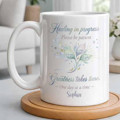 Healing In Progress, Hope Love Light, Stars Leaves Design - Personalized Custom Coffee Mug - DTG069_MG