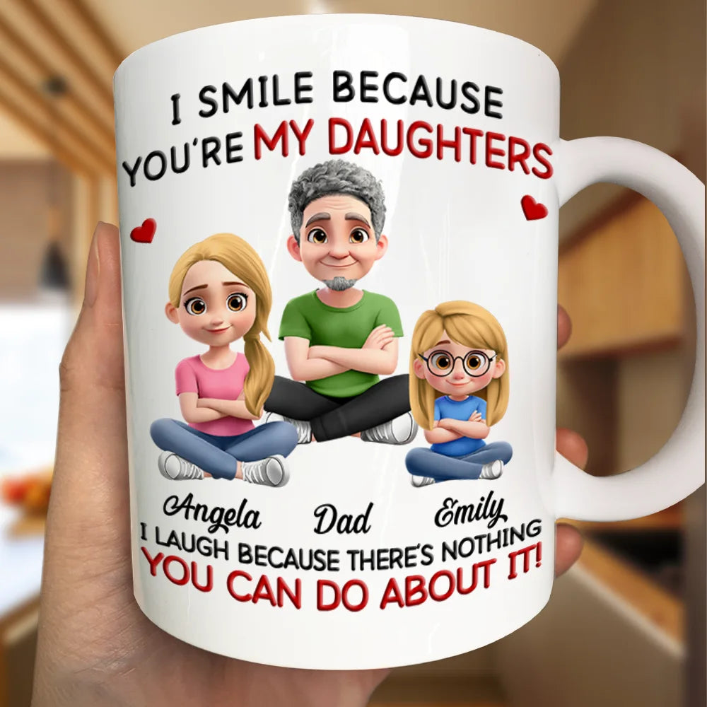 Dad Grandpa I Smile Because You Are My Daughters Sons Grandkids - Personalized Mug