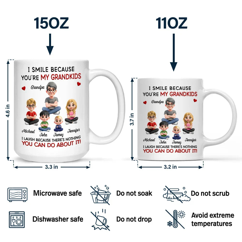 Dad Grandpa I Smile Because You Are My Daughters Sons Grandkids - Personalized Mug