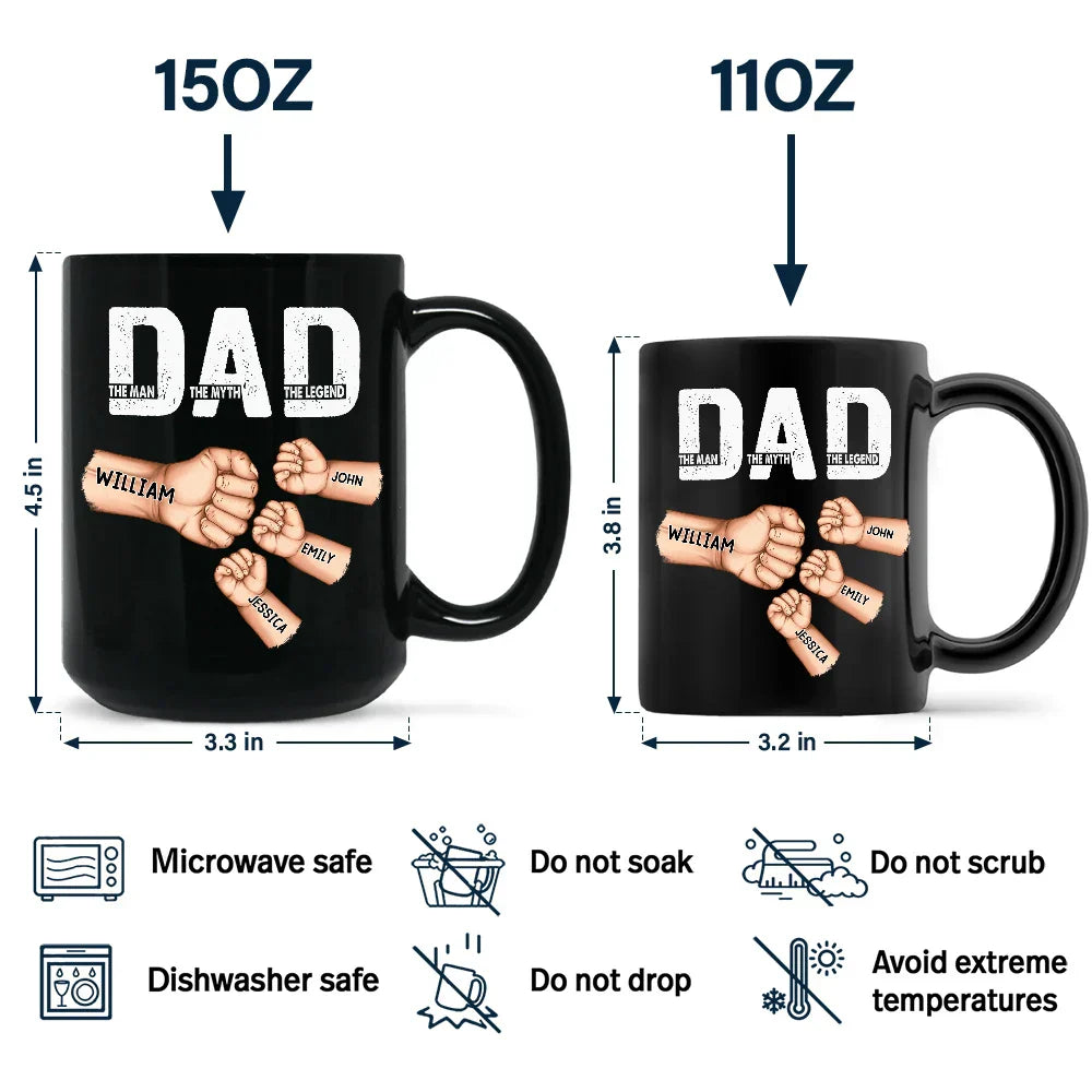 Dad The Man The Myth The Legend Fist Bump - Personalized Black Mug