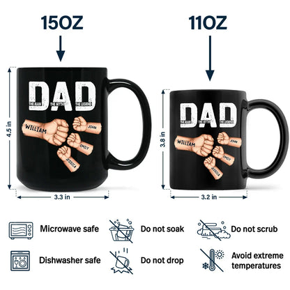Dad The Man The Myth The Legend Fist Bump - Personalized Black Mug