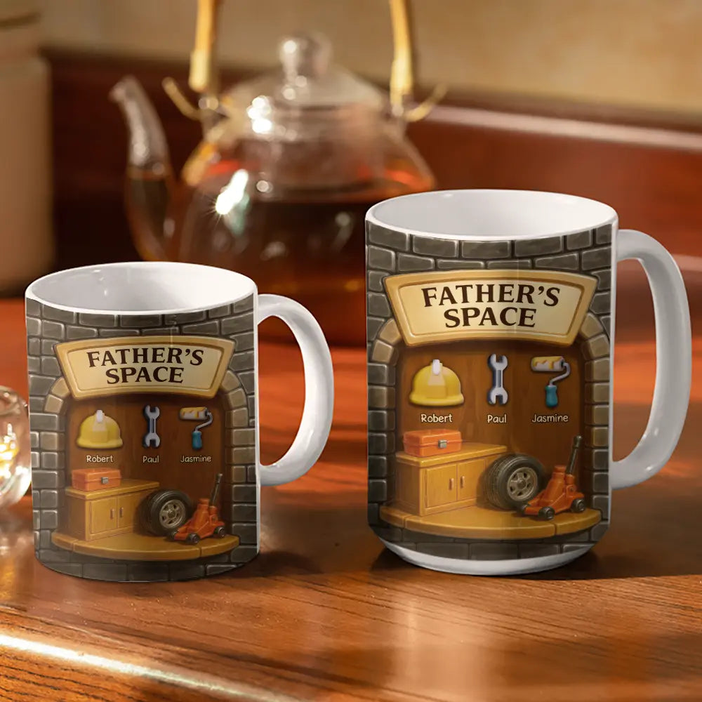 Daddy's Space - Personalized White Edge-to-Edge Mug
