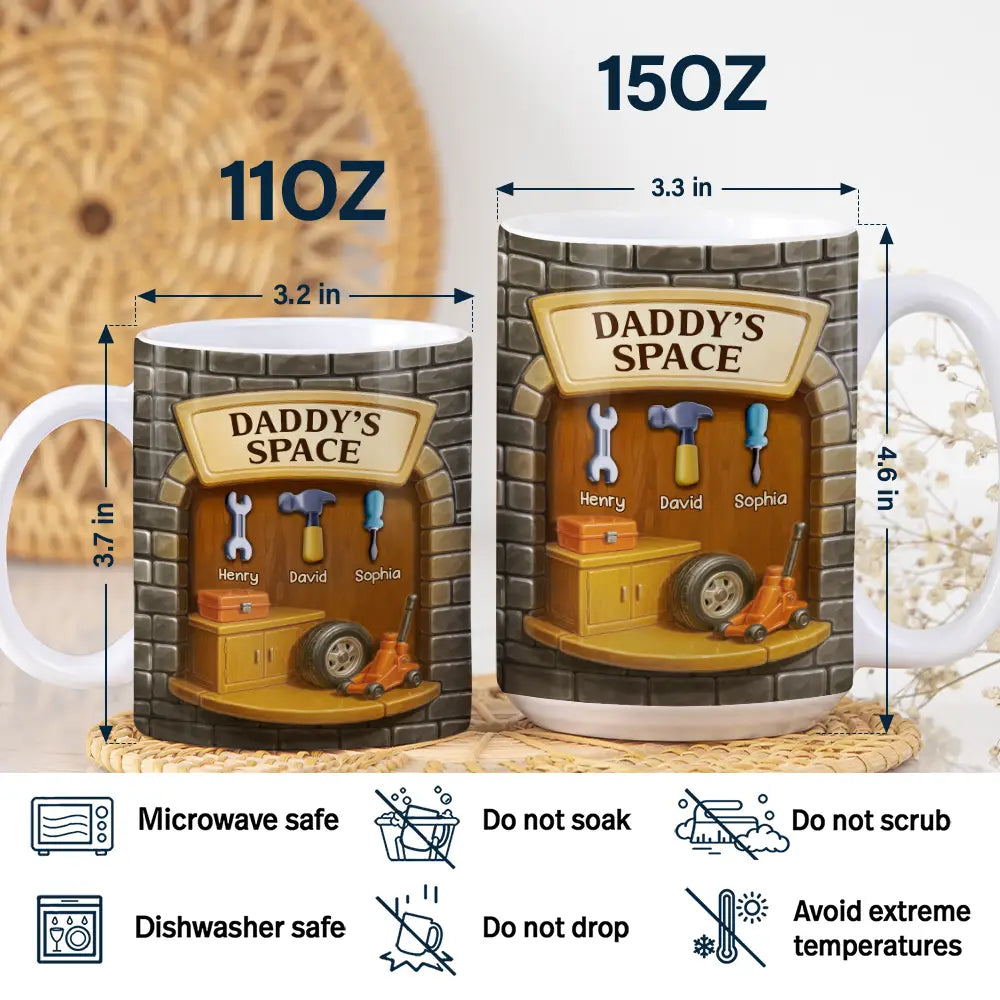 Daddy's Space - Personalized White Edge-to-Edge Mug