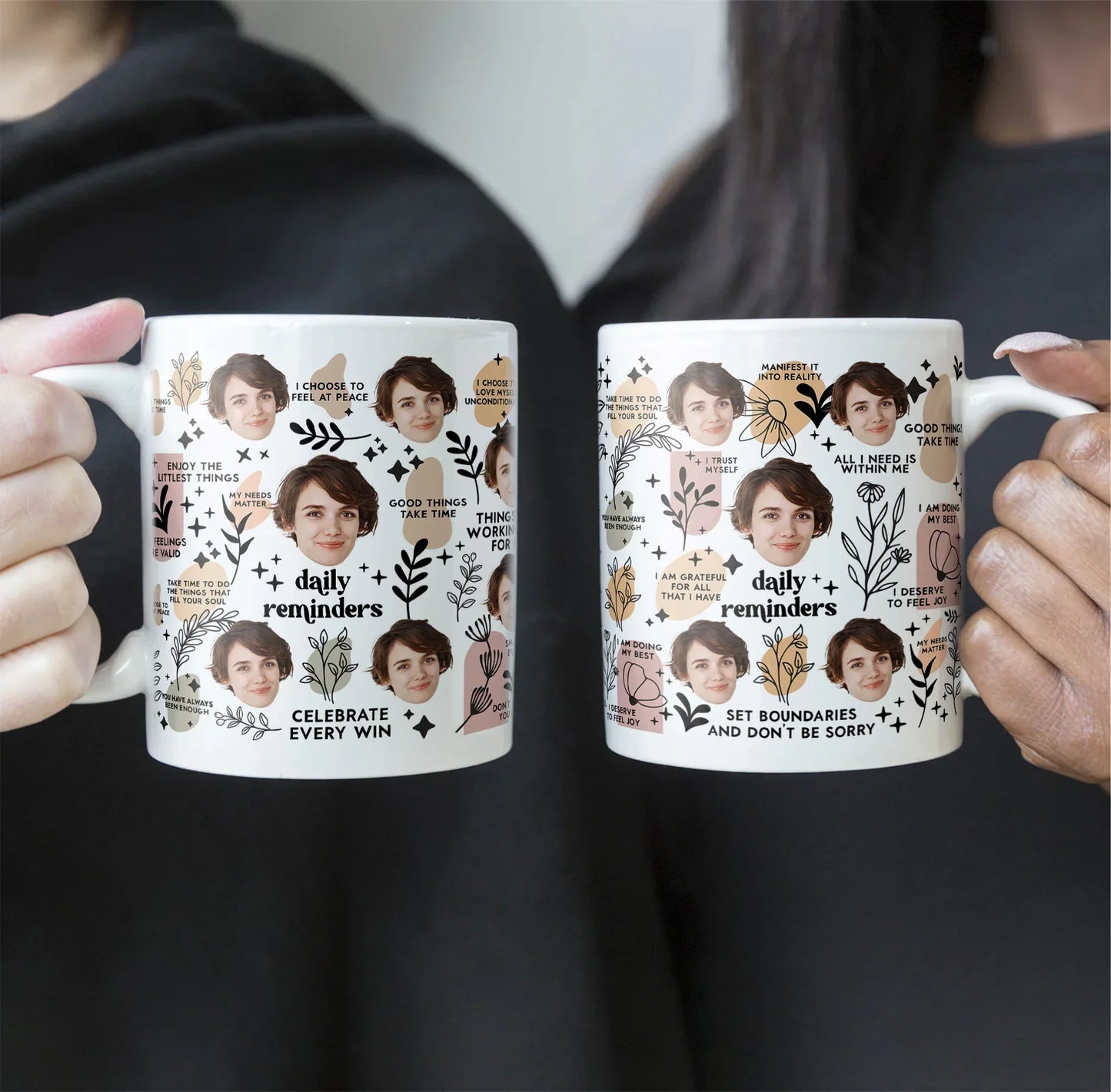 Personalized Ceramic Mug with Multi-Face Design Couple's Gift