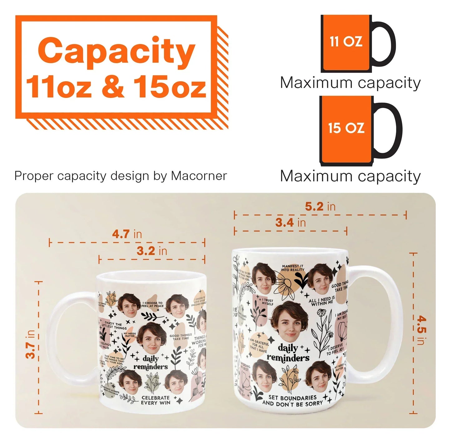 Personalized Ceramic Mug with Multi-Face Design Couple's Gift