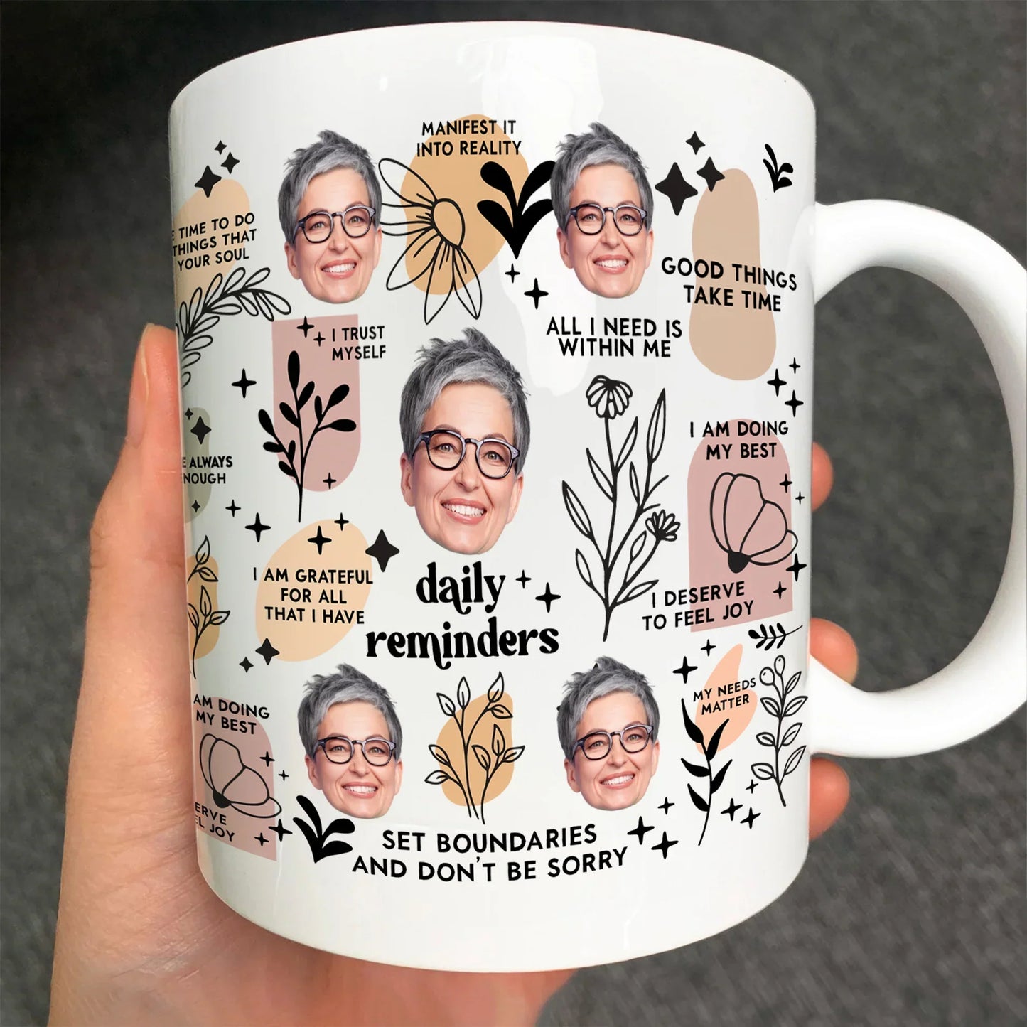 Personalized Ceramic Mug with Multi-Face Design Couple's Gift