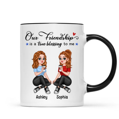 Our Friendship True Blessing Pretty Cartoon Besties Sisters Personalized Mug