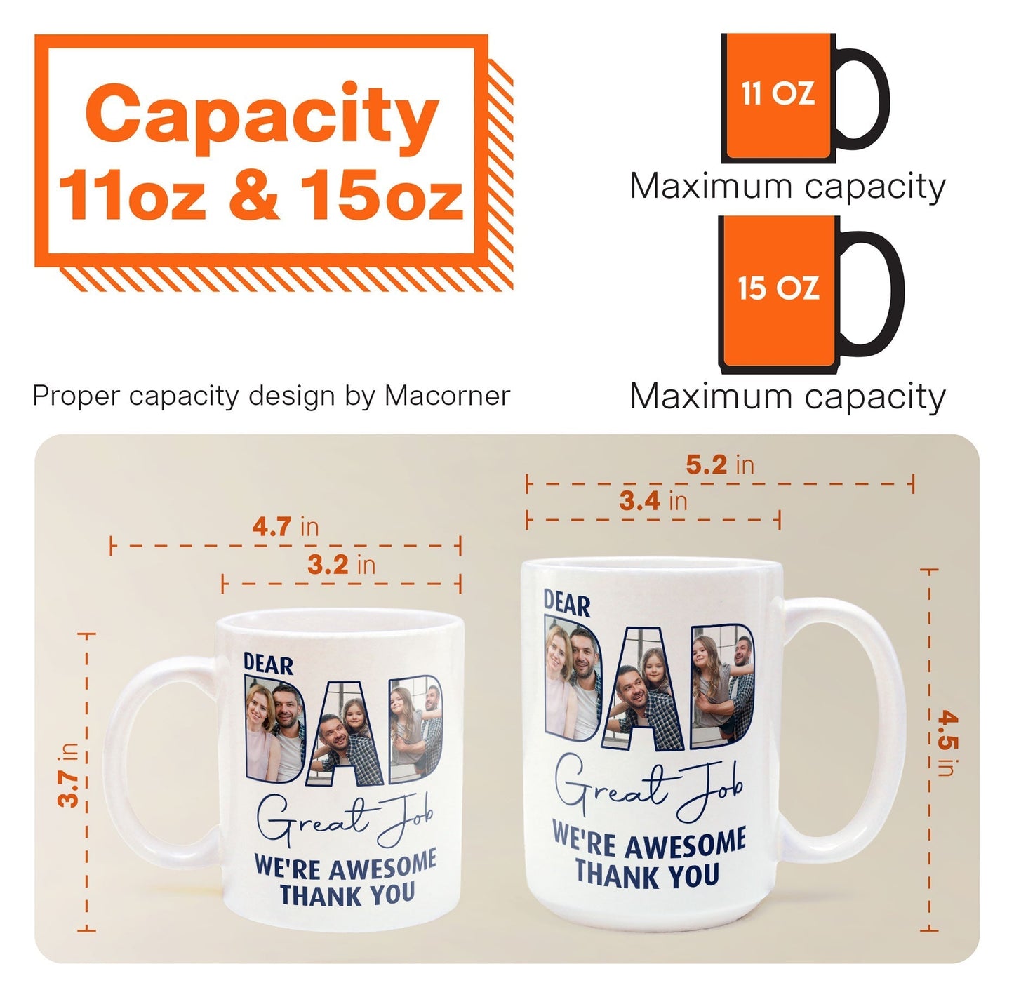 Dear Dad Great Job - Personalized Photo Mug