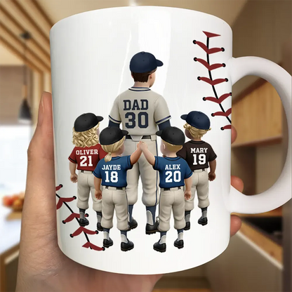 Dear Dad Thank You For Teaching Me Play Baseball - Personalized Mug