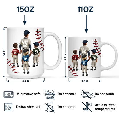 Dear Dad Thank You For Teaching Me Play Baseball - Personalized Mug