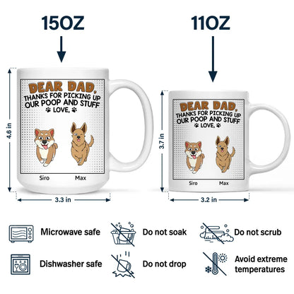 Dear Dad Thanks For Picking Up My Poop Funny Cartoon Dog - Personalized Mug