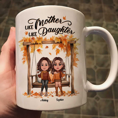 Fall Season Mother Daughters On Swing Personalized Mug