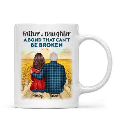 Father And Son Daughter, A Bond That Can't Be Broken Personalized Mug, Father's Day Gift For Dad, For Husband, For Him
