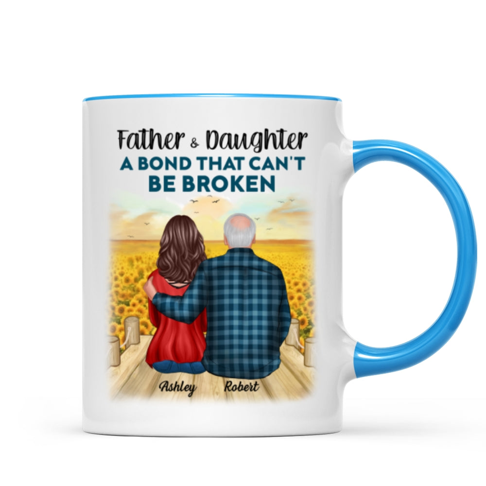 Father And Son Daughter, A Bond That Can't Be Broken Personalized Mug, Father's Day Gift For Dad, For Husband, For Him
