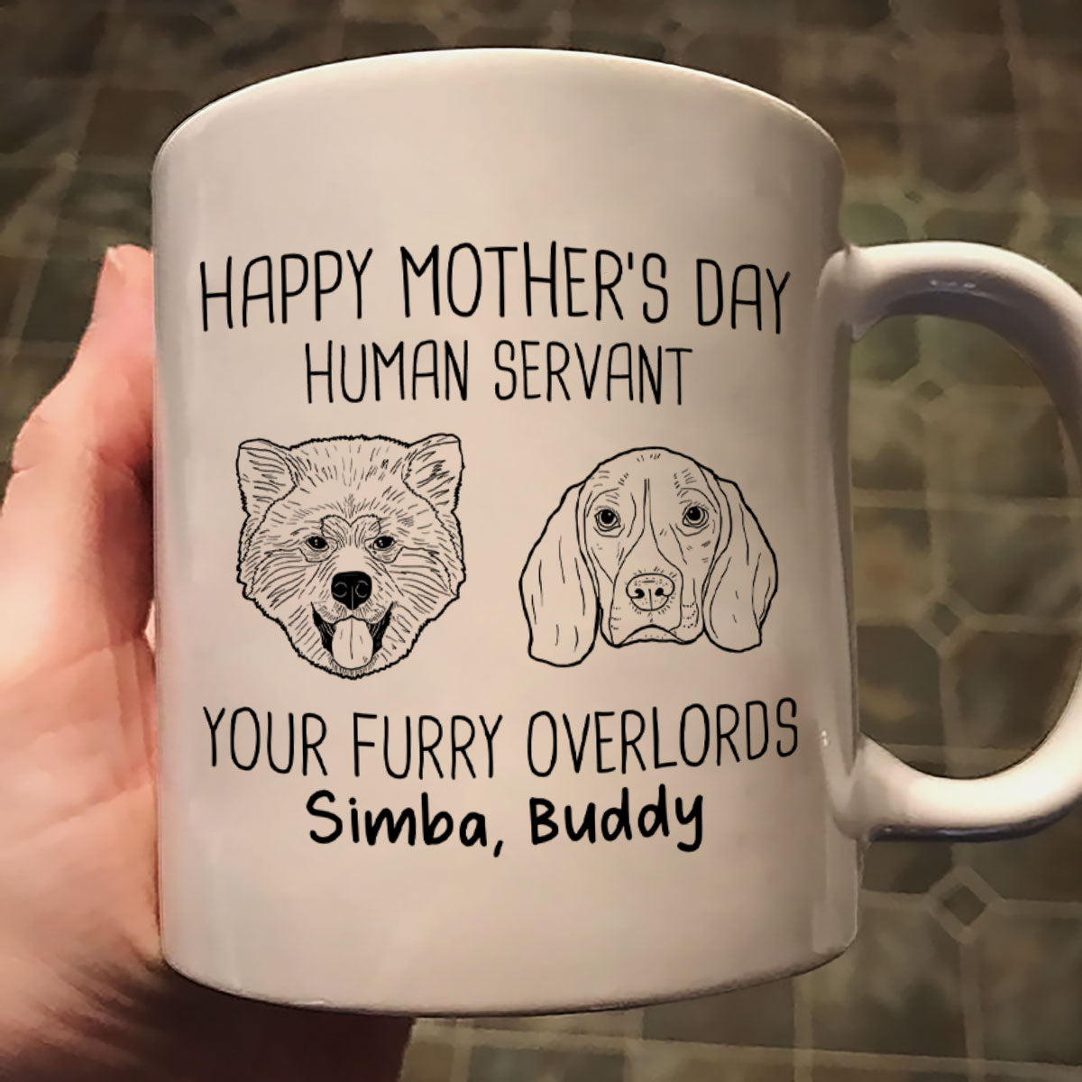 Good Morning Happy Mother's Day Dog Head Outline Personalized Mug