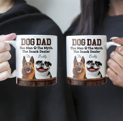Dog Mum - The Myth, The Snack Dealer' Themed Mug White Ceramic, Ideal Gift for Pet Lovers on Mother's Day or for Home Use