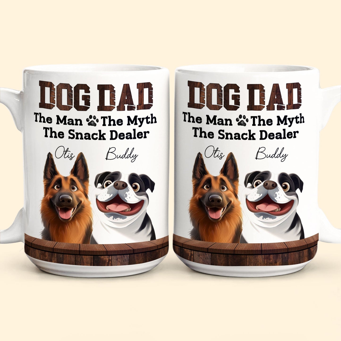 Dog Mum - The Myth, The Snack Dealer' Themed Mug White Ceramic, Ideal Gift for Pet Lovers on Mother's Day or for Home Use