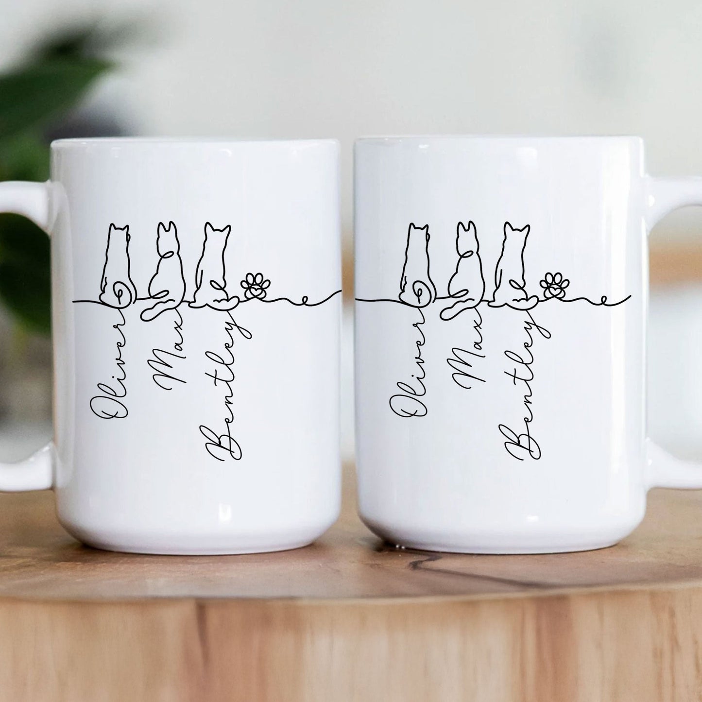 Dog Line Art Gift For Dog Lovers - Personalized Mug