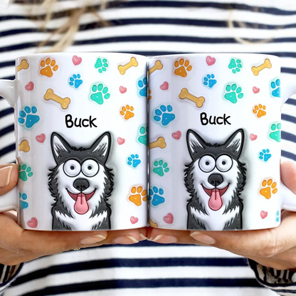 Dog Cat 3D Effect - 3D Inflated Effect Printed Mug, Personalized White Edge-to-Edge Mug