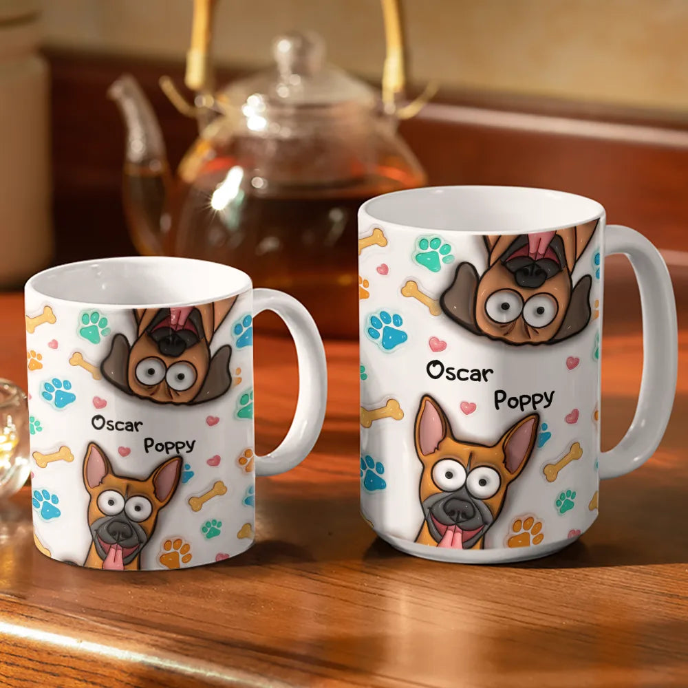 Dog Cat 3D Effect - 3D Inflated Effect Printed Mug, Personalized White Edge-to-Edge Mug