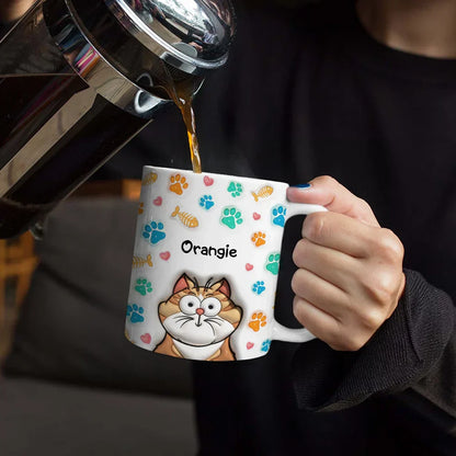 Dog Cat 3D Effect - 3D Inflated Effect Printed Mug, Personalized White Edge-to-Edge Mug